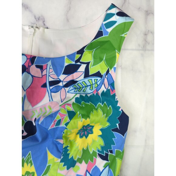 Talbots Size 10 Womens Floral Garden Party Sleeveless Cotton Stretch Dress - Picture 3 of 12